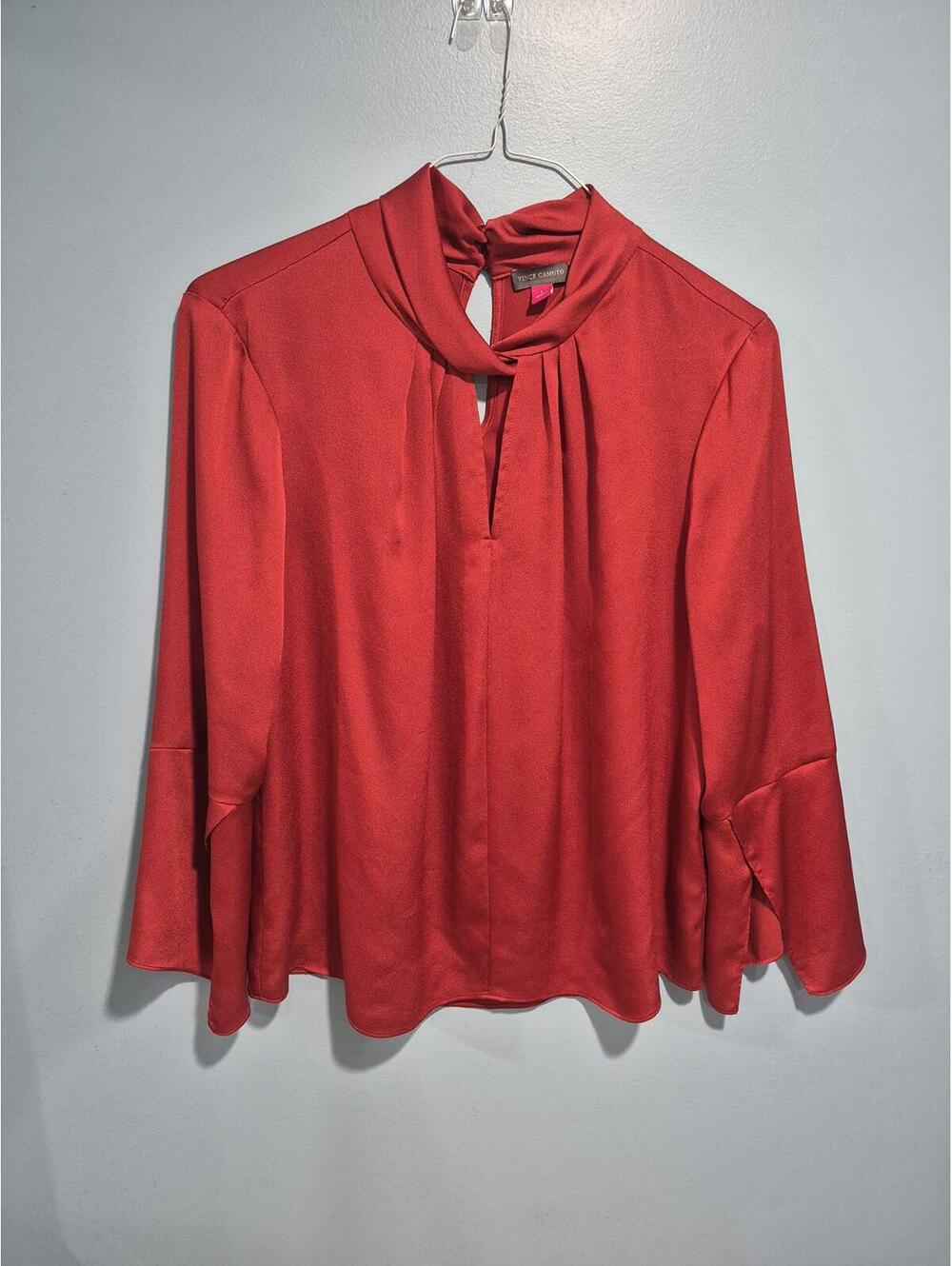 Vince Camuto Red Long Sleeve Blouse Size L